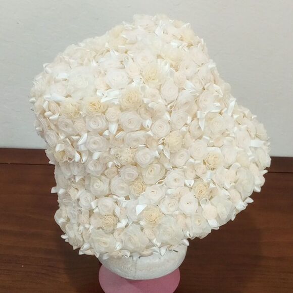 Kokin New York Pale Peach Rose Ribbon & Bow Bucket Kentucky Derby Hat - Vintage! main image 7
